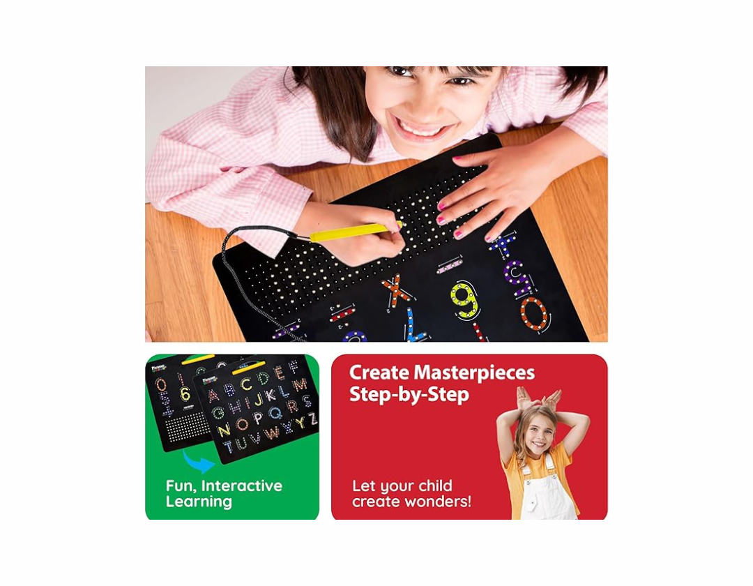 Picasso Tiles 2-1 Pizarra Magnetica de Alfabeto para Niños - 2 Lados (Mayúsculas y Números))