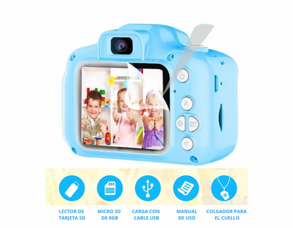 Cámara de fotos y video infantil con memoria de 8 GB incluida VARIOS COLORES