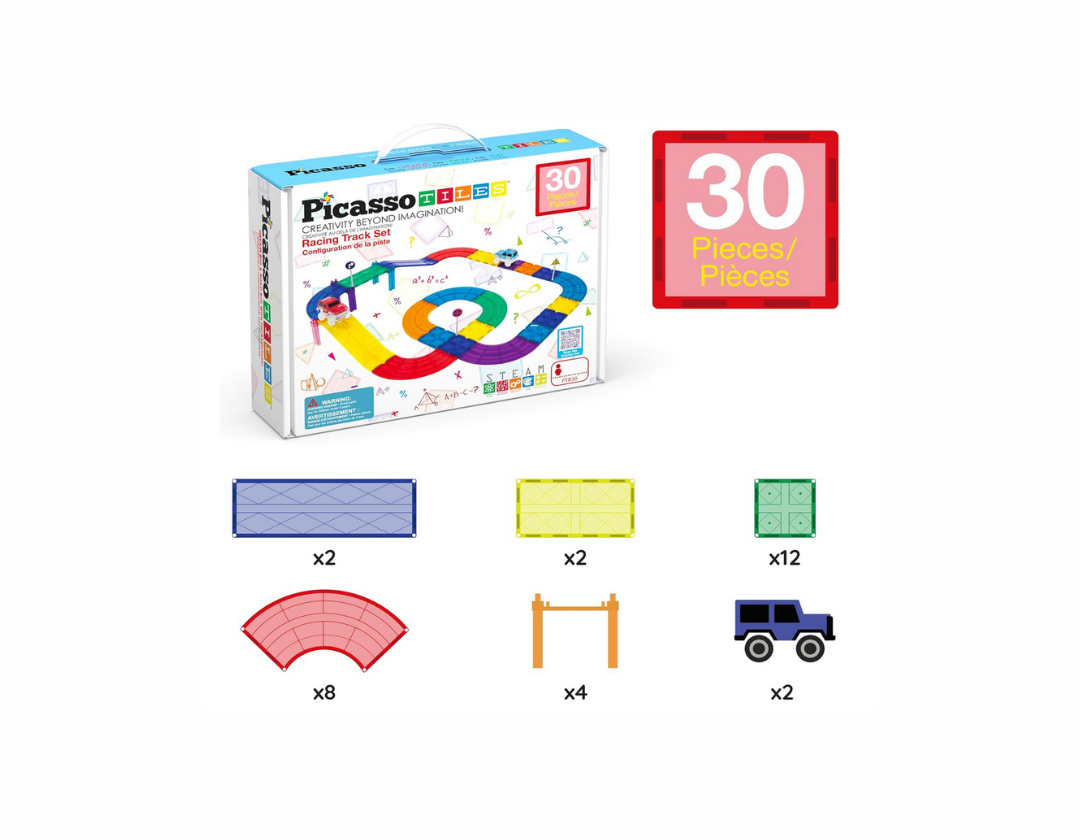 PicassoTiles – Set Magnético Tiles Race Track Play Set PTR 30