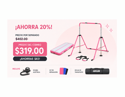 Combo Gimnasia en Casa – Barra + Colchoneta Inflable + Anillos