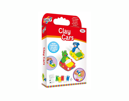 Kit to make 2 plasticine cars with pullback wheels
