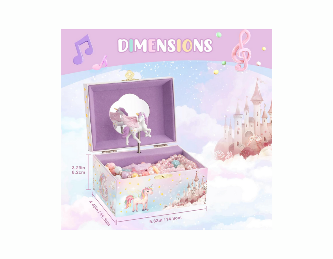 Joyero musical de unicornio grande
