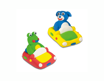 Kit to make 2 plasticine cars with pullback wheels