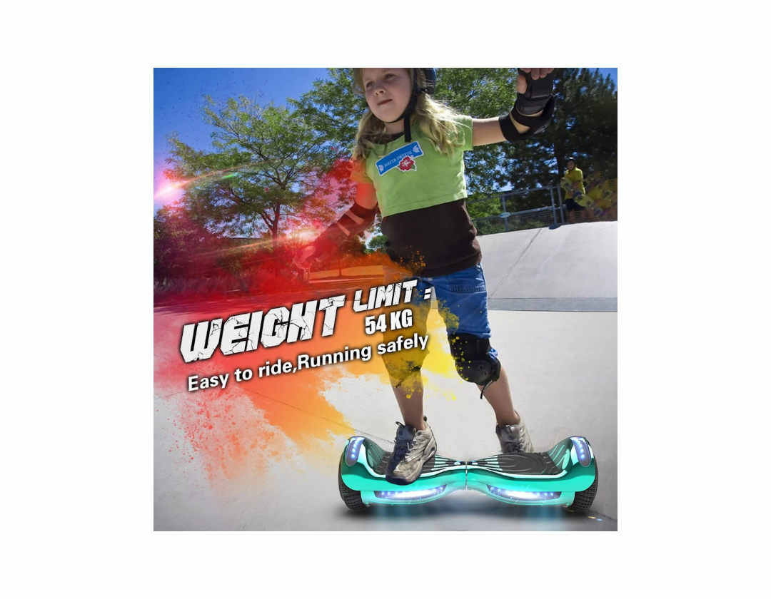 Hoverboard con Altavoz Bluetooth con Luz led de HOVERSTAR- Turquesa, Rosado, Azul Cromado