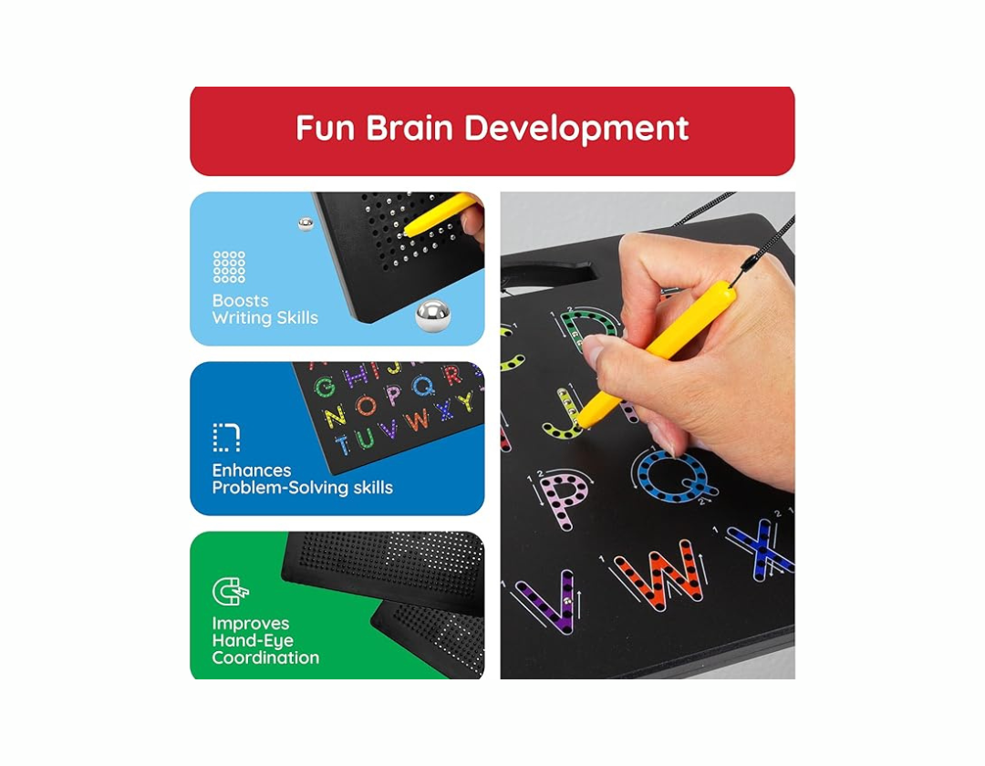 Picasso Tiles 2-1 Pizarra Magnetica de Alfabeto para Niños - 2 Lados (Mayúsculas y Números))