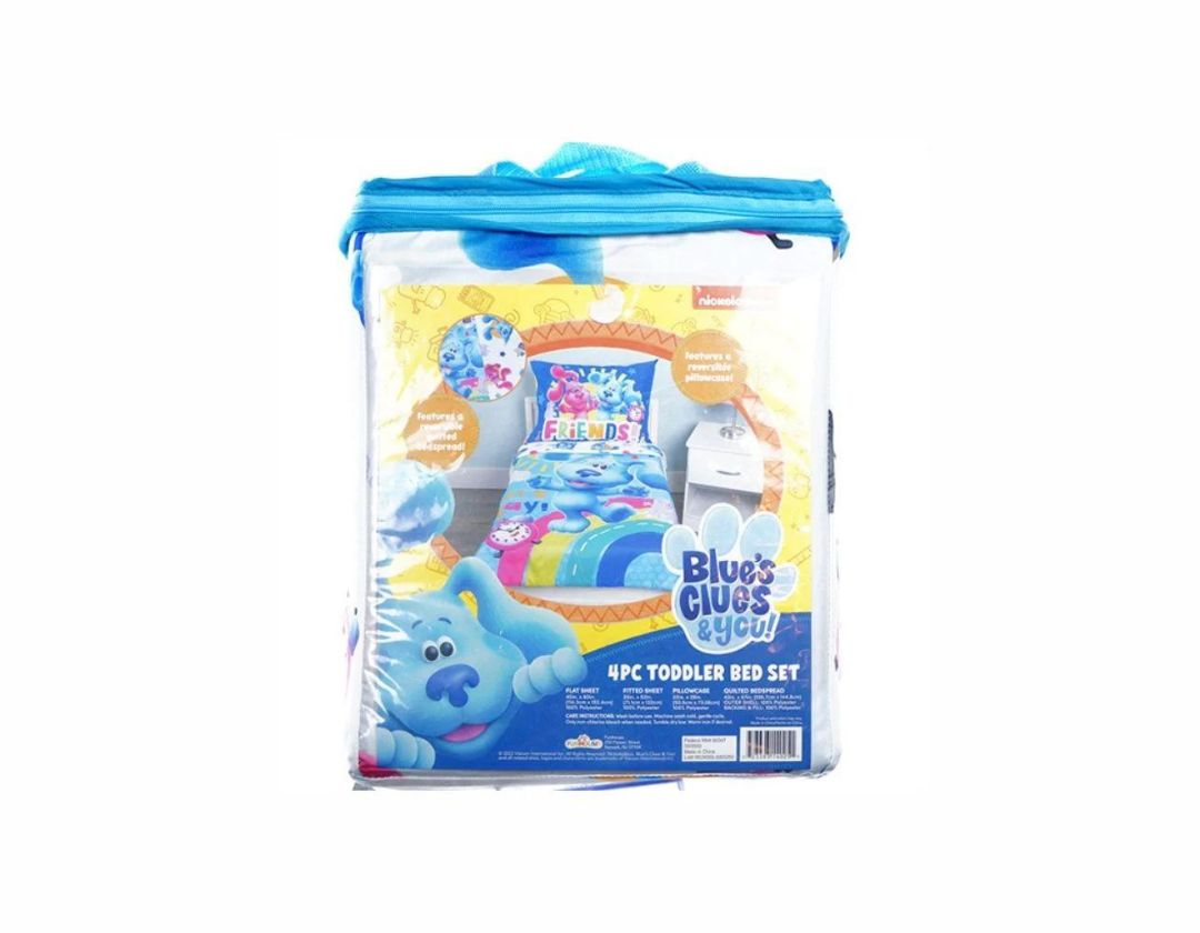 Pistas de Blue juego de cama de 4 Piezas - Cama de Toddler o Cuna 132 x 71 cm