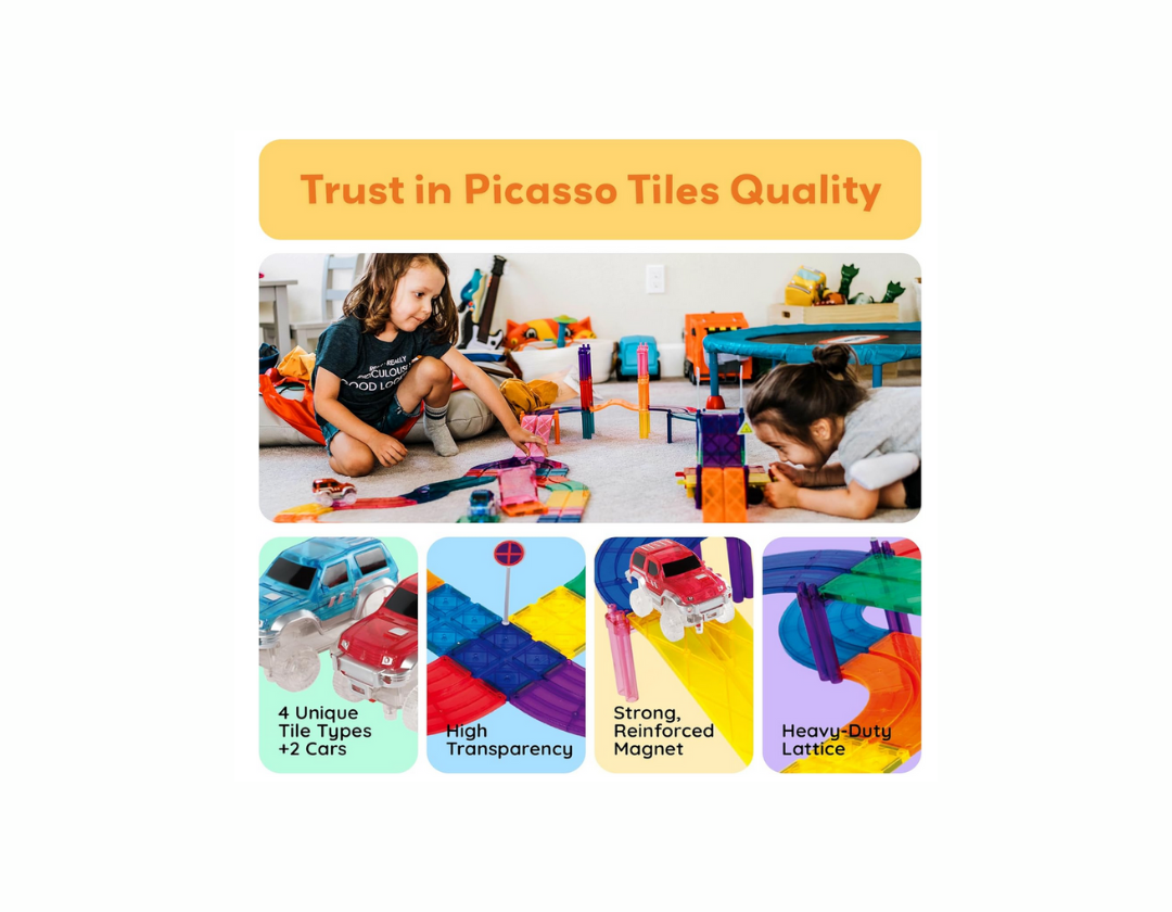 PicassoTiles – Set Magnético Tiles Race Track Play Set PTR 30