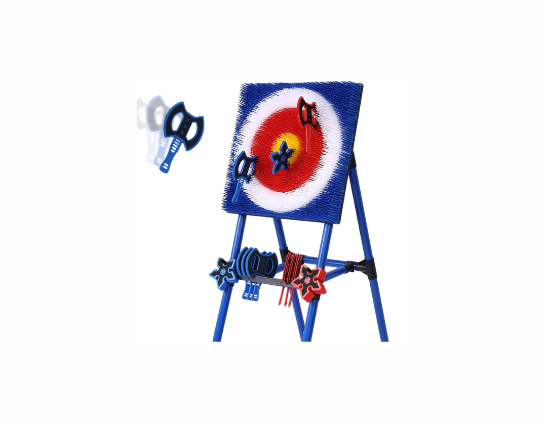 Juego de lanzamiento de hachas, con objetivo de cerdas y 8 hachas; para patio trasero, interiores y exteriores