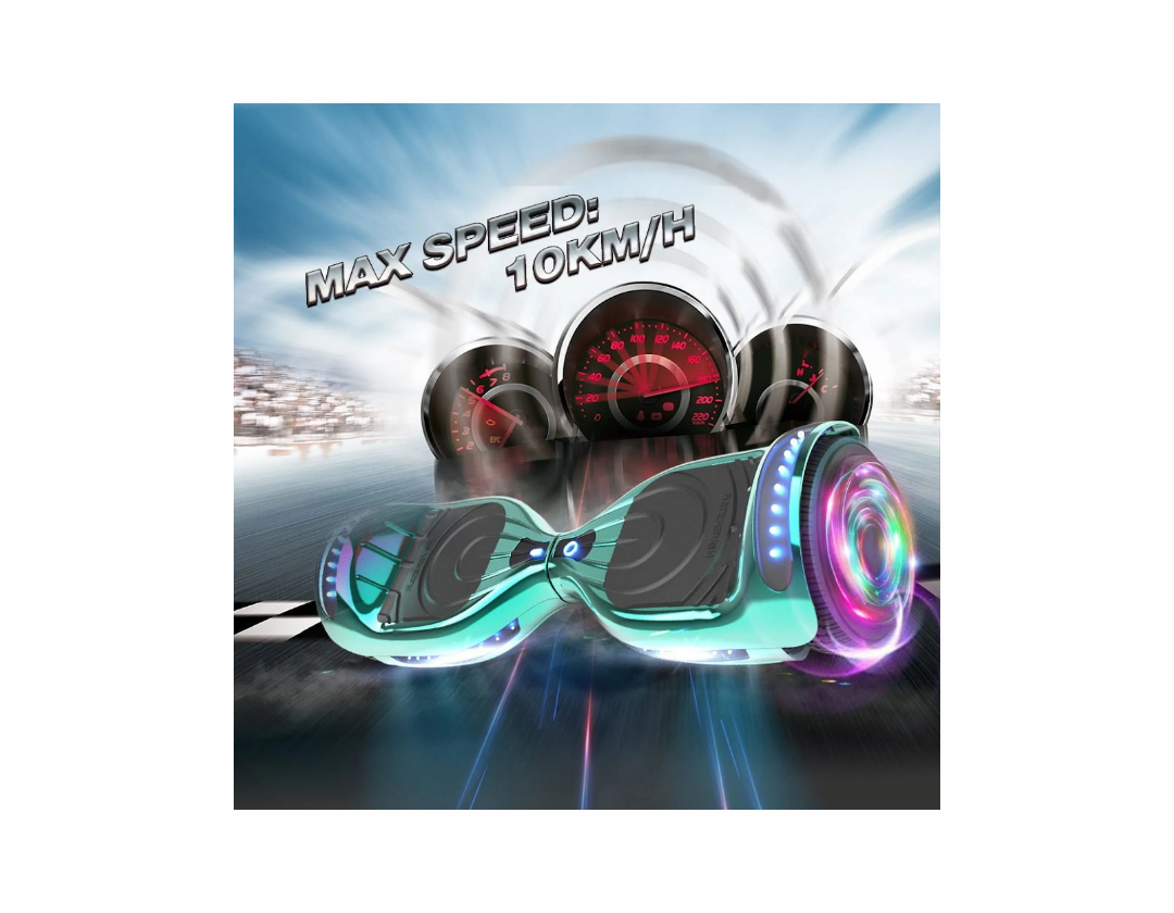 Hoverboard con Altavoz Bluetooth con Luz led de HOVERSTAR- Turquesa, Rosado, Azul Cromado