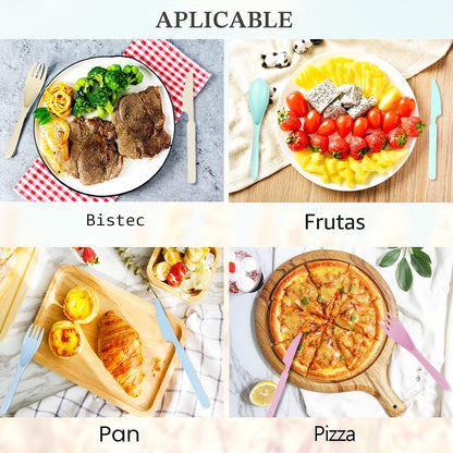 Cubiertos con Estuche para Lonchera (Cuchillo, Tenedor y Cuchara)