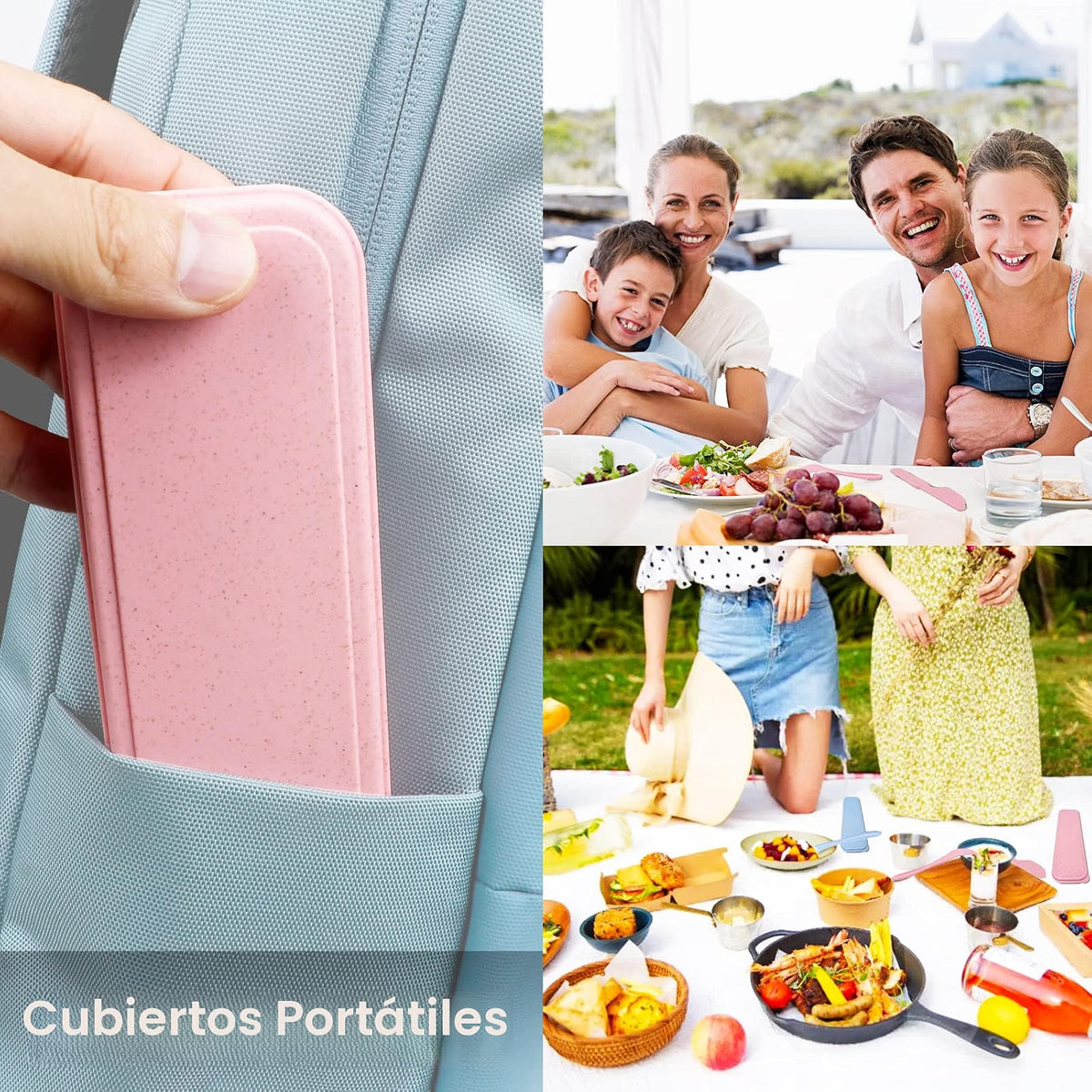 Cubiertos con Estuche para Lonchera (Cuchillo, Tenedor y Cuchara)
