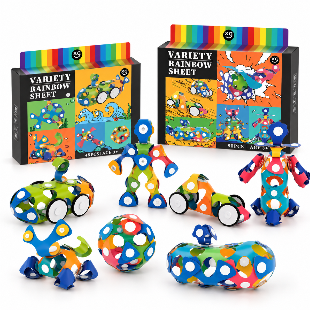 Kit de Construcción Magnética Flexible 48 u 80 piezas