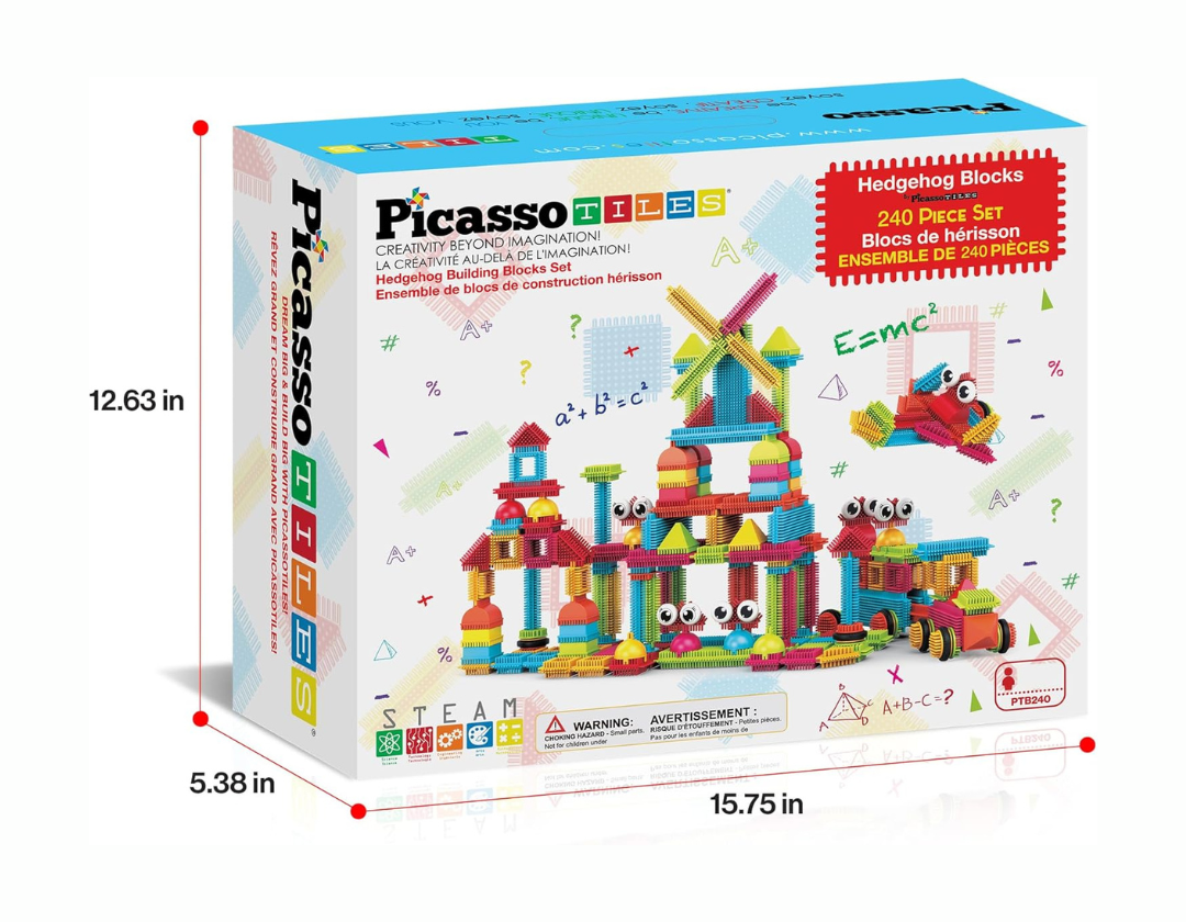 PicassoTiles – 240 Piezas Hedgehog Interlocking 3D Blocks