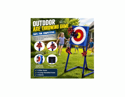 Juego de lanzamiento de hachas, con objetivo de cerdas y 8 hachas; para patio trasero, interiores y exteriores