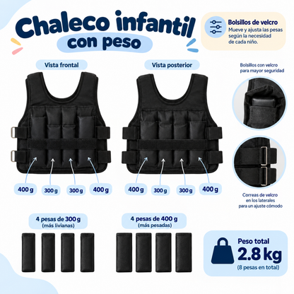 Chaleco con peso 2.8 kg ajustable