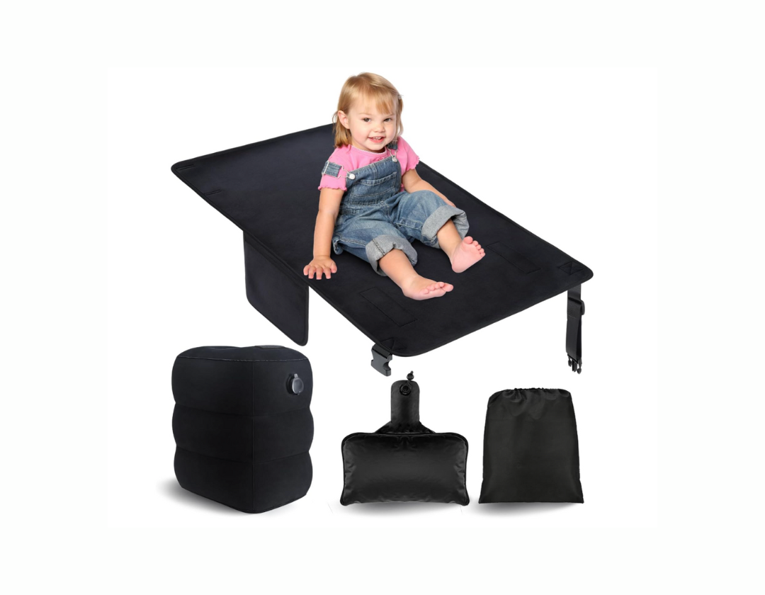 Reposapiés inflable para viajes en avion 2 en 1: cama y reposa pies