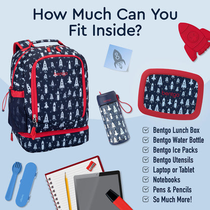 Bentgo Kids 2-in-1 Backpack Combo with Insulated Lunch Bag and Rocket Lunch Box
