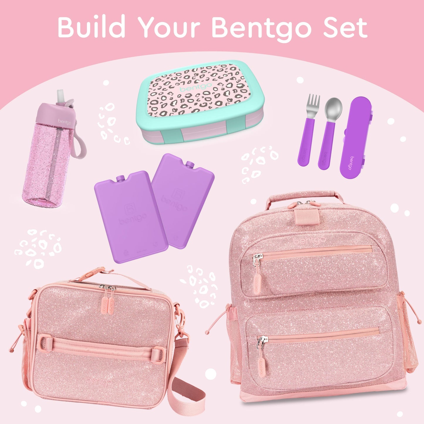 Bentgo Kids Lonchera estilo Bento con 5 compartimentos, a prueba de fugas y sin BPA, ideal para niños de 3 a 7 años. Chita, tigre, animal print.