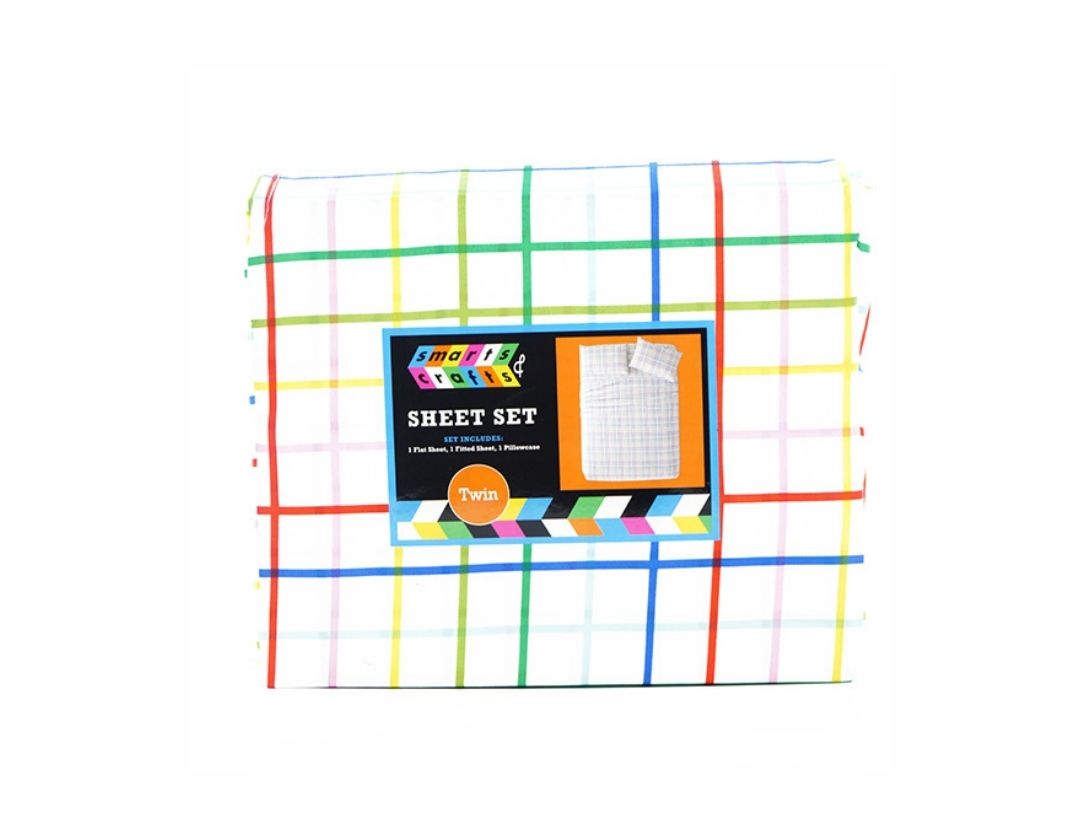 Juego de Sábanas Twin de 3 Piezas - Cuadrícula de arco iris tropical