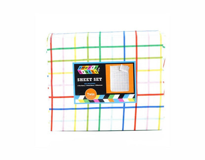 Juego de Sábanas Twin de 3 Piezas - Cuadrícula de arco iris tropical