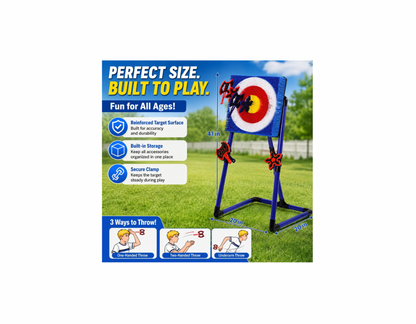 Juego de lanzamiento de hachas, con objetivo de cerdas y 8 hachas; para patio trasero, interiores y exteriores