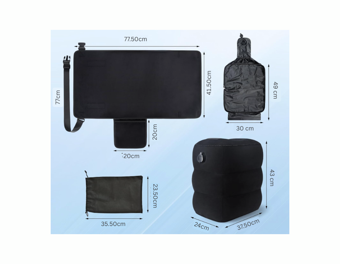 Reposapiés inflable para viajes en avion 2 en 1: cama y reposa pies