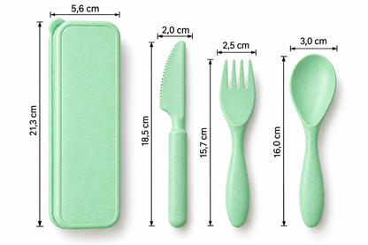 Cubiertos con Estuche para Lonchera (Cuchillo, Tenedor y Cuchara)