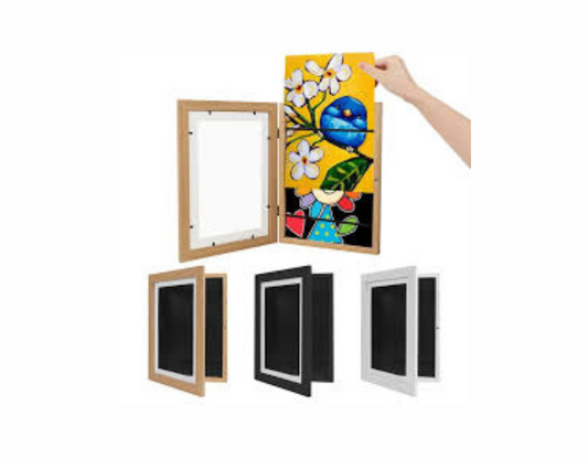 Marcos A3 de Arte Cambiables para Niños  - Blanco, Negro y Madera Clara