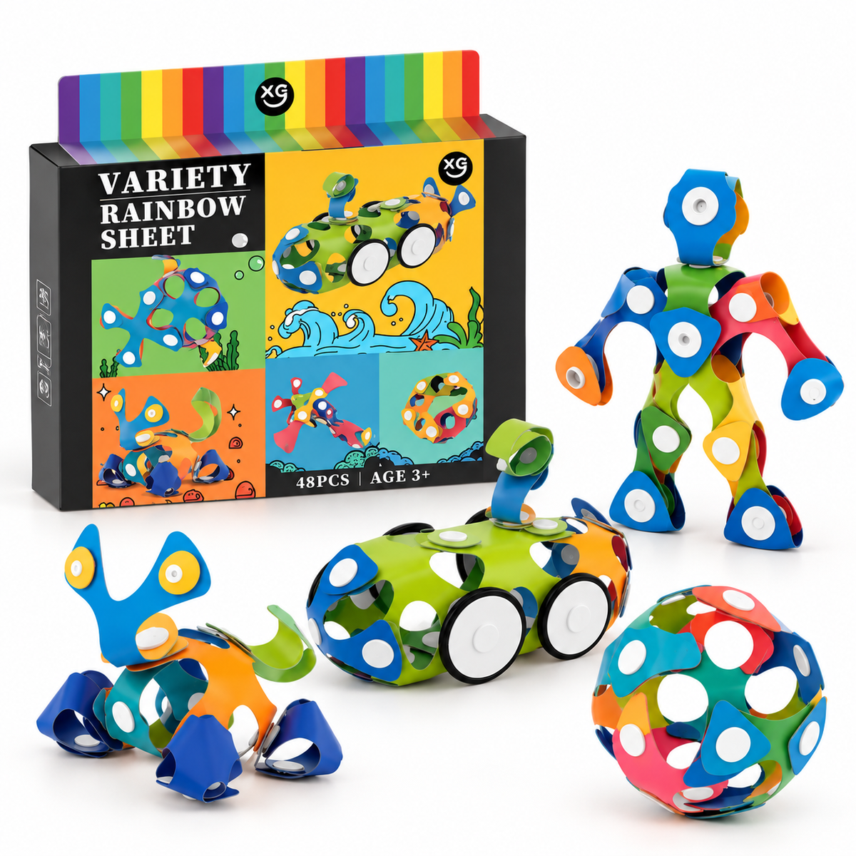 Kit de Construcción Magnética Flexible 48 u 80 piezas