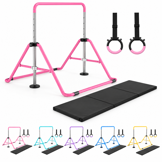 Combo Barra Infantil + Colchoneta Plegable 200cm + Anillos de Gimnasia
