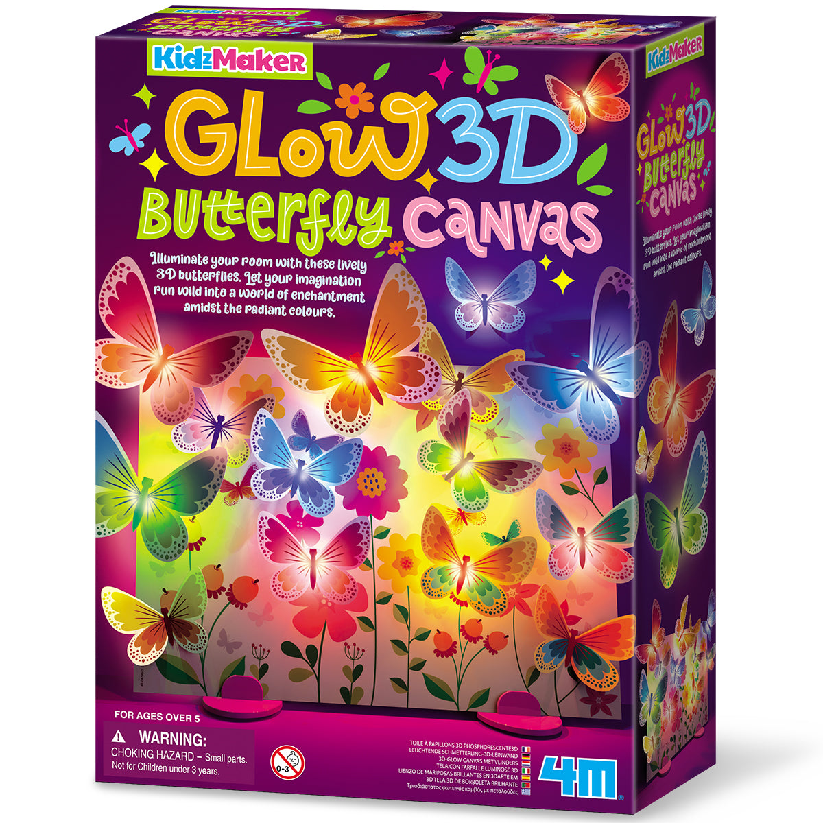Lienzo 3D de Mariposas que Brillan KidzMaker 4M