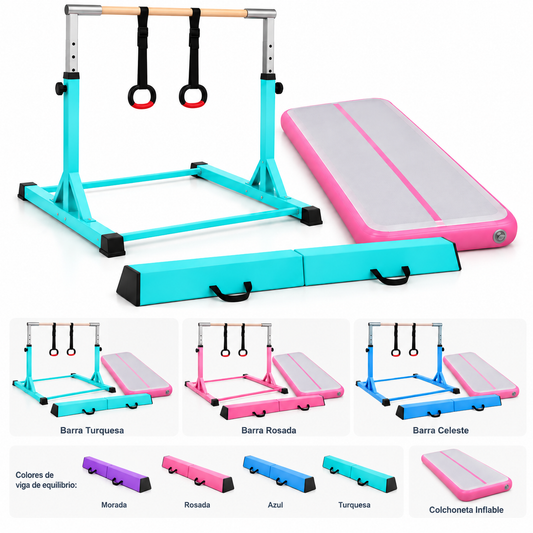 Combo Barra PRO + Viga de Equilibrio + Colchoneta Inflable