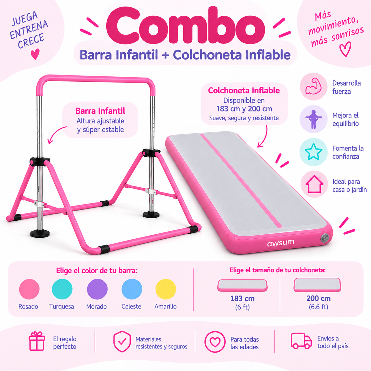 Combo Barra Infantil + Colchoneta Inflable